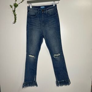 Show me your Mumu Blue Jeans Brooklyn High Waist Harbor Wash Frayed Distressed